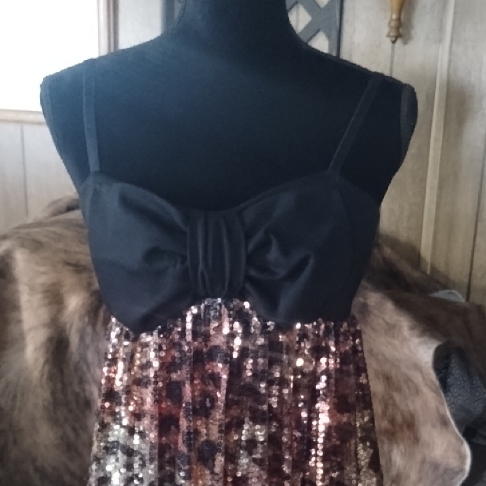 Leopard Black and Sequin Bow Dress